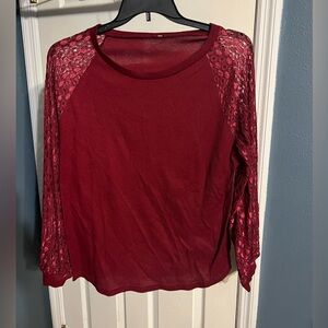 Red top with detail sleeve- XL